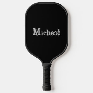 Modern minimalistic monogram name black white pickleball paddle