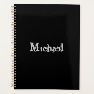 Modern minimalistic monogram name black white planner
