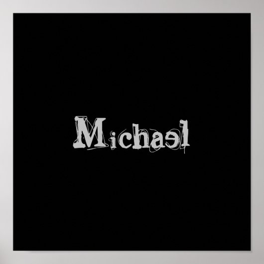 Modern minimalistic monogram name black white poster (Voorkant)
