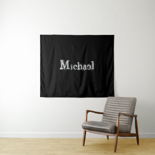 Modern minimalistic monogram name black white wandkleed