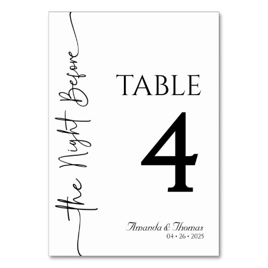 Modern Minimalistic Table Cards Kaart (Voorkant)