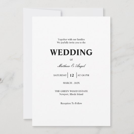 Modern Minimalistic Wedding Invitation (Devant)