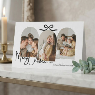 Modern Minimalistisch 3 Boog Foto Familie Kerstmis Kaart