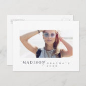 Modern minimalistisch aangepast Afstuderen Aankondigingskaart (Voorkant / Achterkant)