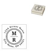 Modern minimalistisch aangepast monogram retouradr rubberstempel (Gestempeld)