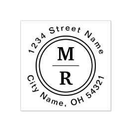 Modern minimalistisch aangepast monogram retouradr 	rubberstempel