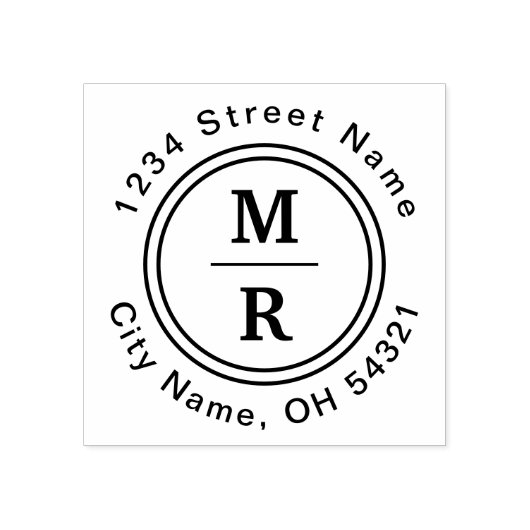 Modern minimalistisch aangepast monogram retouradr rubberstempel (Afrduk)