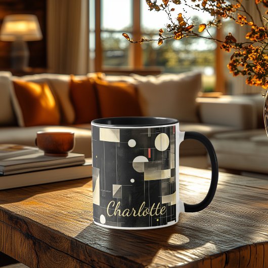 Modern minimalistisch - Abstract zwart en crème op Mok