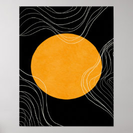 Modern Minimalistisch Abstract zwart-geel Poster