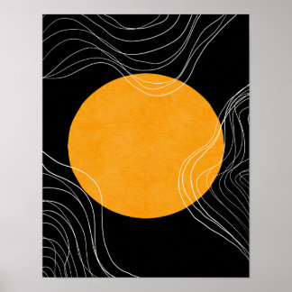 Modern Minimalistisch Abstract zwart-geel Poster