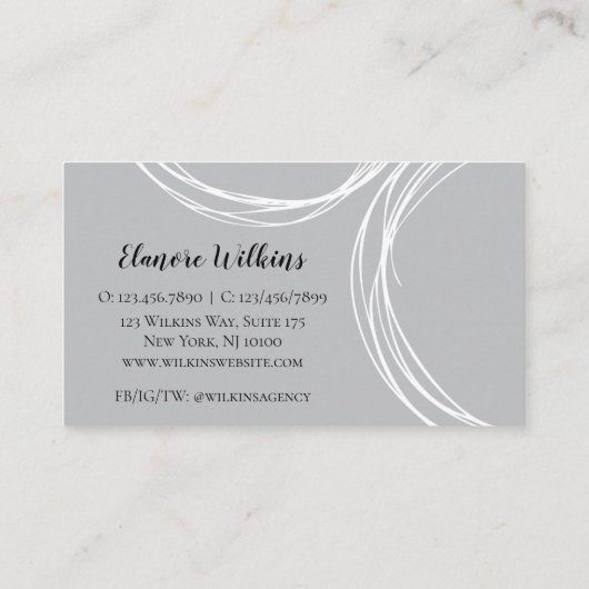 Modern minimalistisch Abstract zwart grijs en wit Visitekaartje (Achterkant)