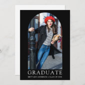 Modern minimalistisch Afstuderen voor zwarte foto' Aankondiging (Voorkant / Achterkant)
