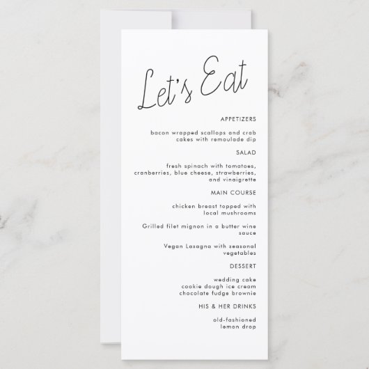 Modern minimalistisch avondmenu (Voorkant)