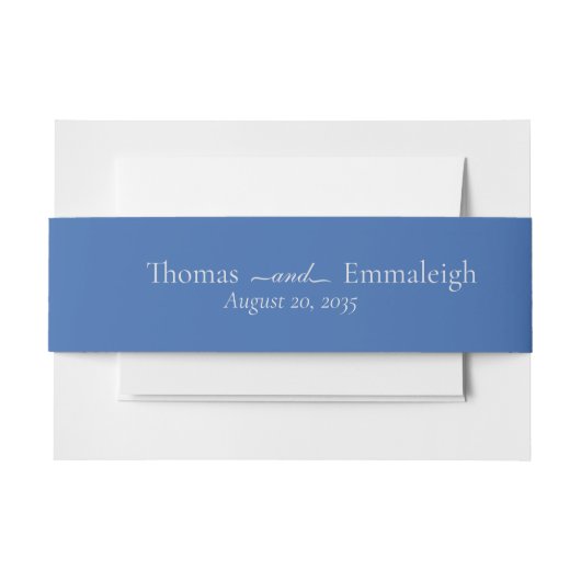 Modern Minimalistisch Azure Blue Silver Monogram Uitnodigingen Wikkel (Voorkant Voorbeeld)