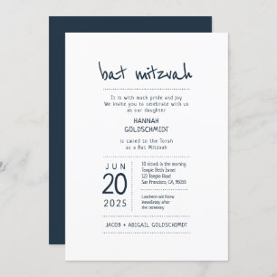 Modern + minimalistisch baat Mitzvah Kaart