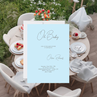 Modern minimalistisch Baby shower Oh Baby Blue Kaart