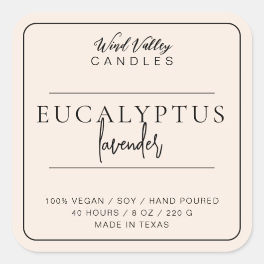 Modern minimalistisch beige ivoren kaars label (Voorkant)