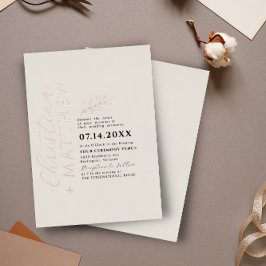 Modern Minimalistisch Beige Zwart Bruiloft Roos Go Folie Uitnodiging