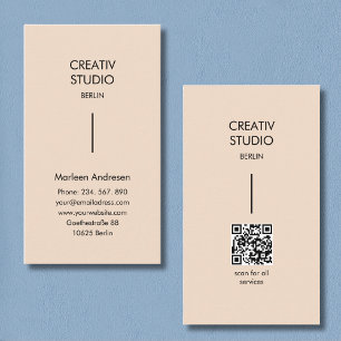 Modern Minimalistisch Beige Zwart Visitekaartje