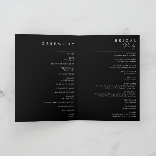 Modern minimalistisch | Black Folded Wedding Progr Programma (Binnen)