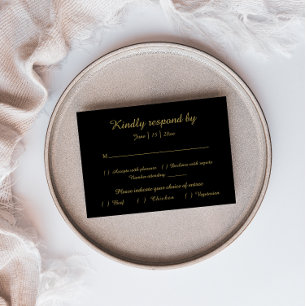 Modern minimalistisch   Black Gold Response-Kaart RSVP Kaartje