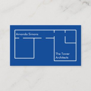Modern minimalistisch blauw architecten Visitekaar Visitekaartje