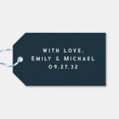 Modern minimalistisch blauw Blauwgroen Cadeaulabel (Achterkant Horizontaal)