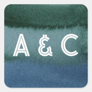 Modern minimalistisch blauw Blauwgroen Vierkante Sticker