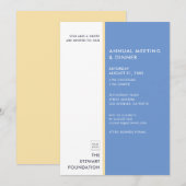 Modern minimalistisch blauw en gouddiner kaart (Voorkant / Achterkant)