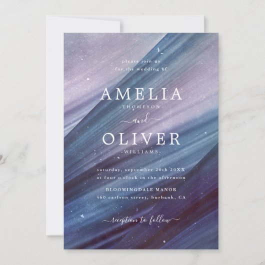 Modern Minimalistisch blauw en Paarse Abstracte br Kaart (Voorkant)