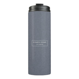 Modern minimalistisch blauw lijnenverhaal thermosbeker