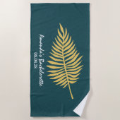 Modern minimalistisch blauw palmlef strandlaken (Voorkant)