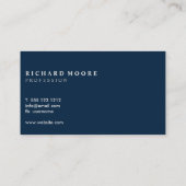 modern minimalistisch blauw van de gewone marine visitekaartje (Achterkant)