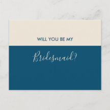 Modern minimalistisch Blauwgroen Cream Bridesmaid-