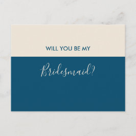 Modern minimalistisch Blauwgroen Cream Bridesmaid- Uitnodiging Briefkaart
