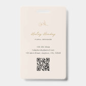 Modern minimalistisch bloemgoud badge (Achterkant)