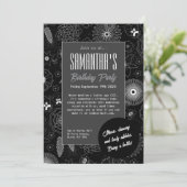 Modern minimalistisch bloemmotief blauw en paars kaart (Staand voorkant)