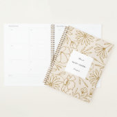 Modern minimalistisch bloemmotief goud roze planner (Display)