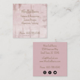 Modern, minimalistisch blush roze en Roos goud Vierkante Visitekaartje