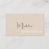 Modern Minimalistisch Boho Beige Script Visitekaartje (Voorkant)