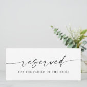 Modern minimalistisch bordje gereserveerd voor bru (Staand voorkant)