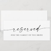 Modern minimalistisch bordje gereserveerd voor bru (Voorkant / Achterkant)