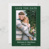 Modern minimalistisch bos groen save the date (Voorkant)