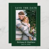 Modern minimalistisch bos groen save the date (Voorkant / Achterkant)