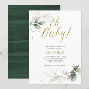 Modern, minimalistisch, botanisch, baby boy douche kaart