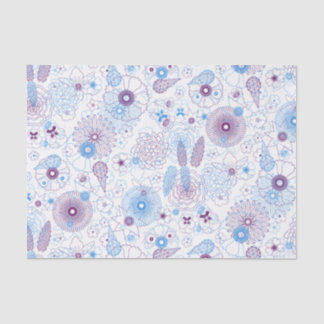 Modern minimalistisch botanisch blauw & Paarse pat Tissuepapier