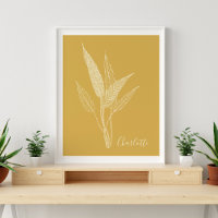Modern minimalistisch botanisch voor geel, geperso