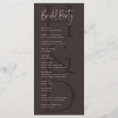 Modern Minimalistisch Bruin Monogram Trouwen Programma (Achterkant)