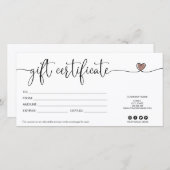 modern minimalistisch cadeaubon certificaat logo t (Voorkant / Achterkant)