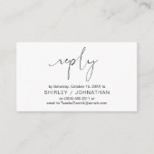 Modern minimalistisch Casual, zwart, bruiloft RSVP Informatiekaartje (Voorkant)